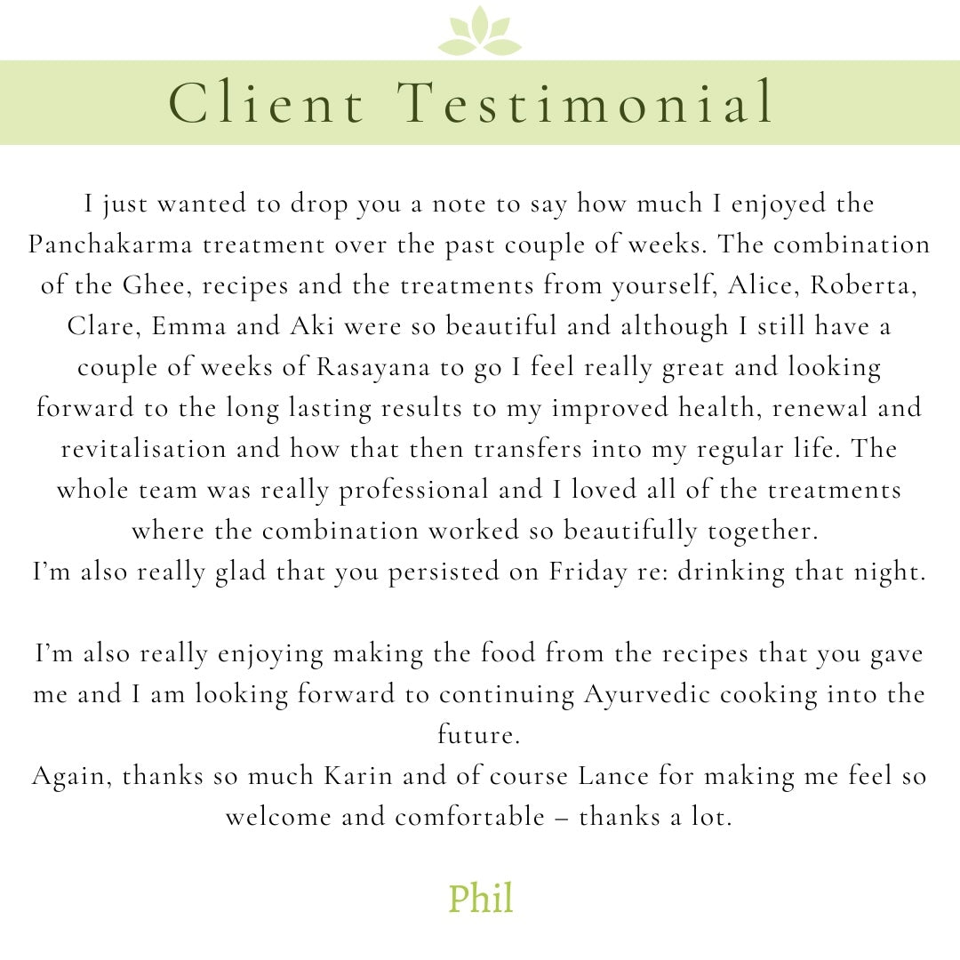 Panchakarma Testimonial