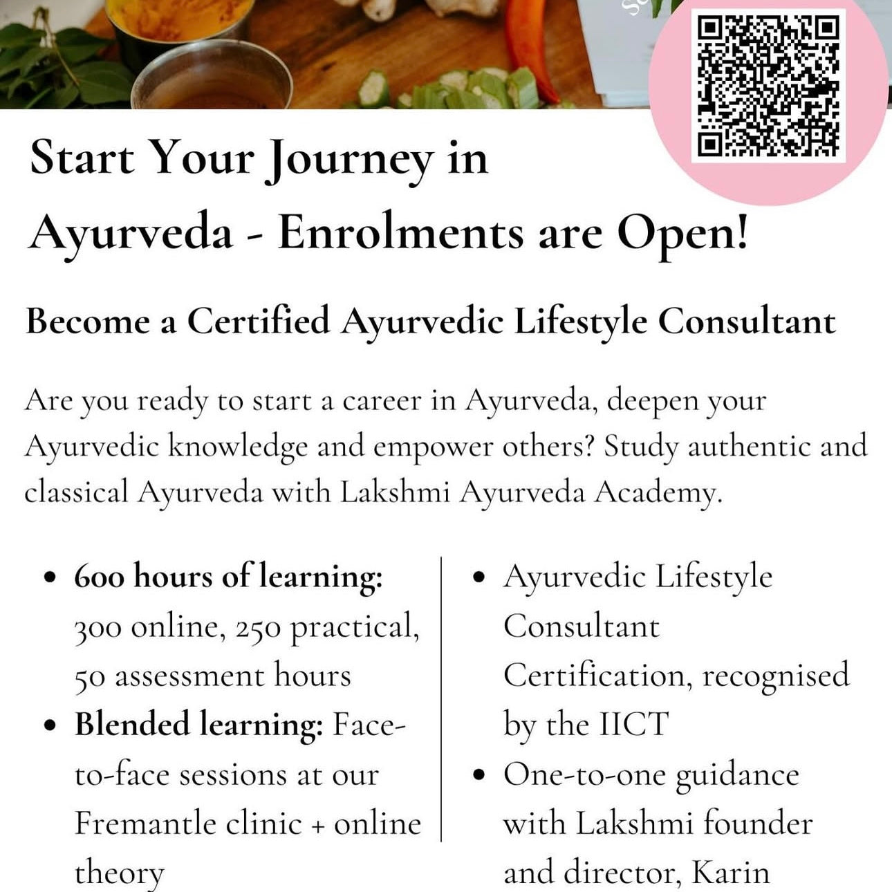 Enrol in our Ayurvedic Lifestyle Consultant Course