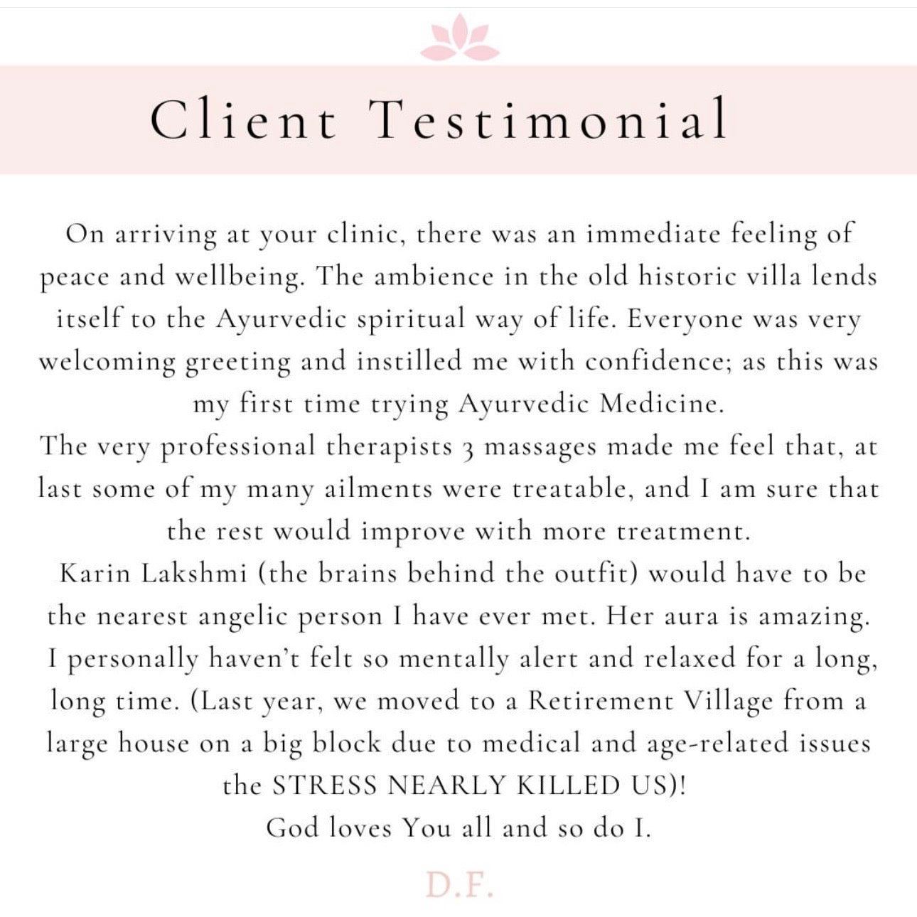 Special Words from Clients