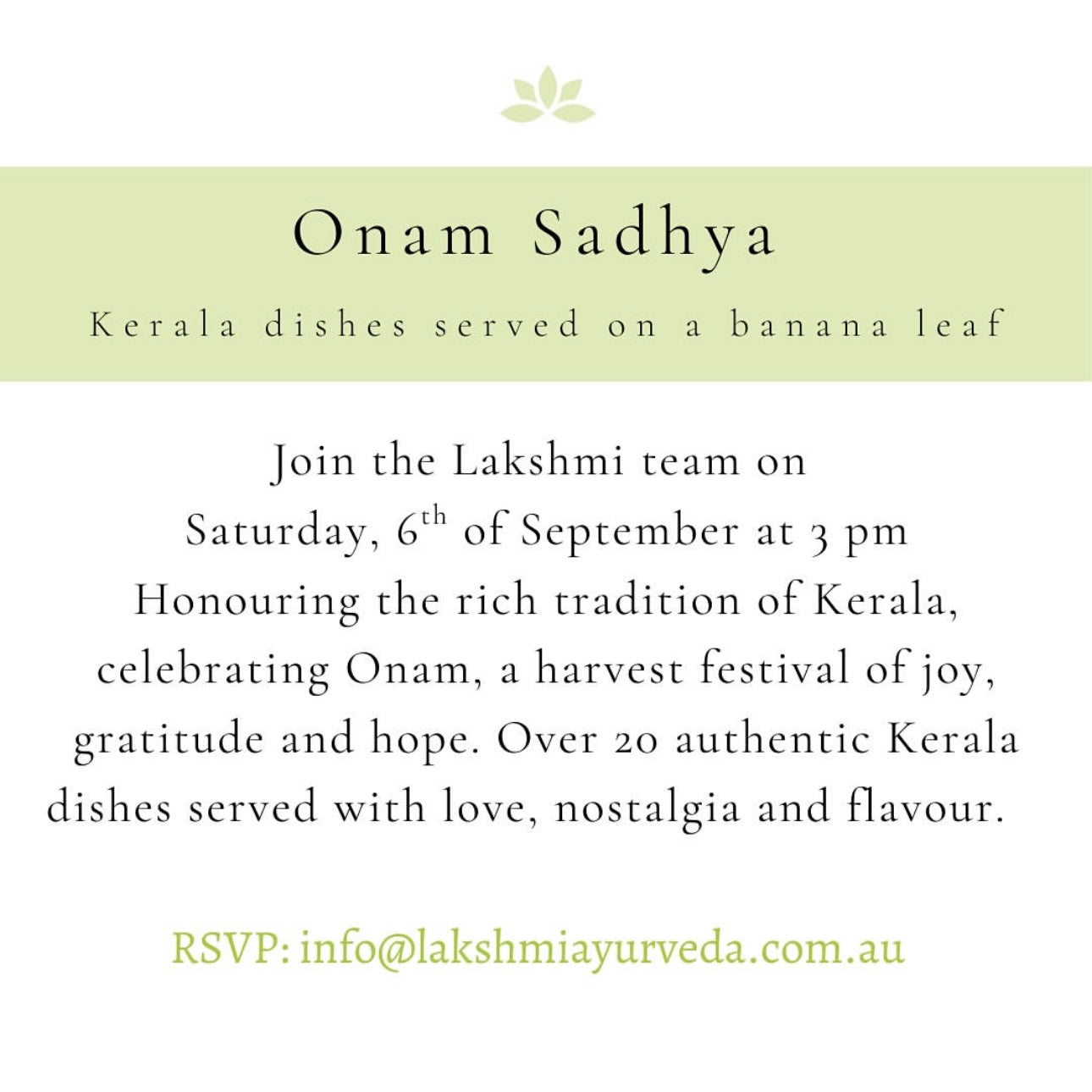 Join us to  celebrate Onam Sadhya festival