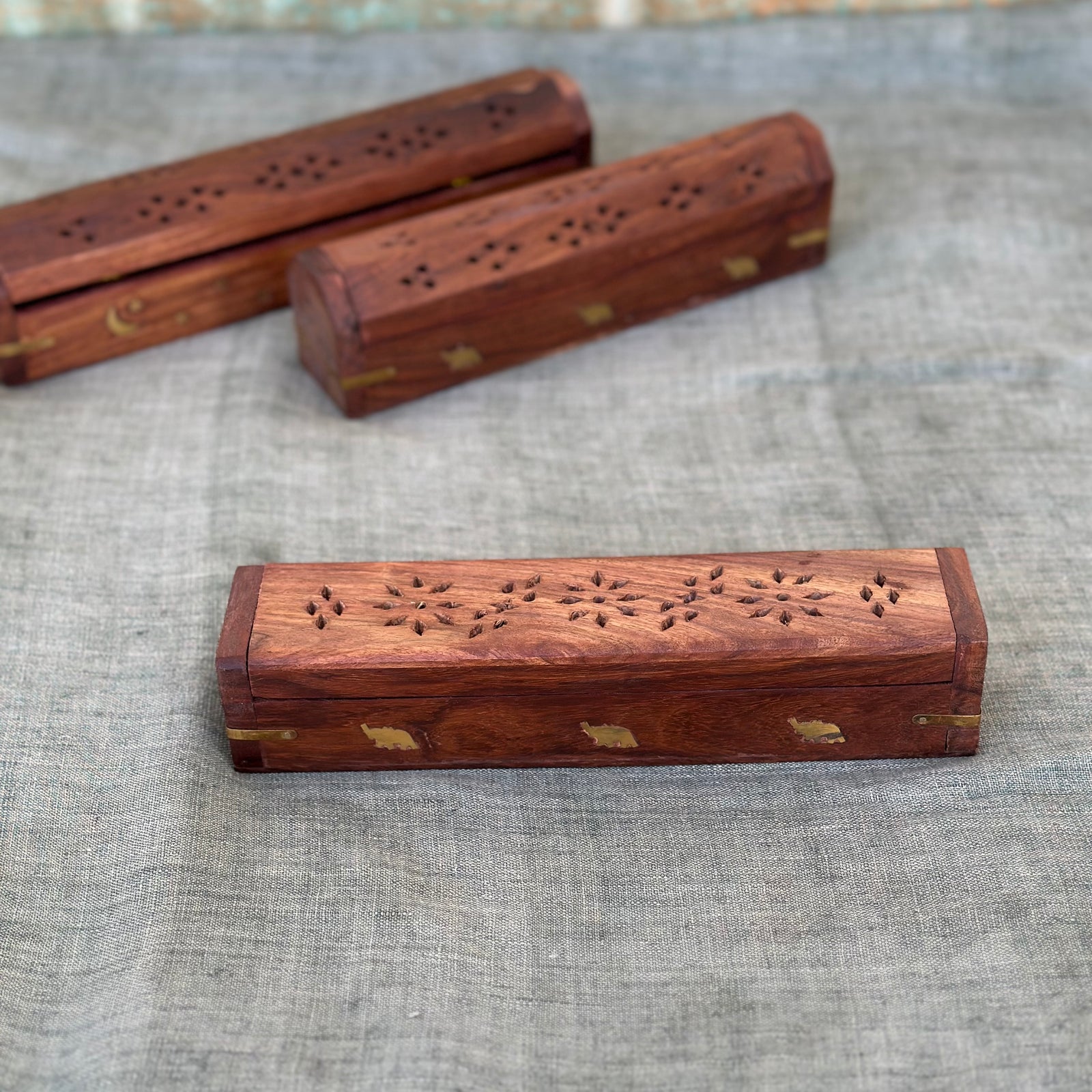 Incense Holder Wooden Fliptop Box - 10 Inch